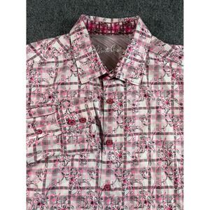 Robert Graham Mens 2XL Classic Fit Pink Plaid Floral Button Down Shirt